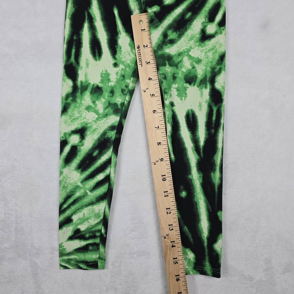 LuLaRoe Kids S/M Leggings Green Black Tie Dye Soft Stretchy Full Length Pants - Picture 3 of 7